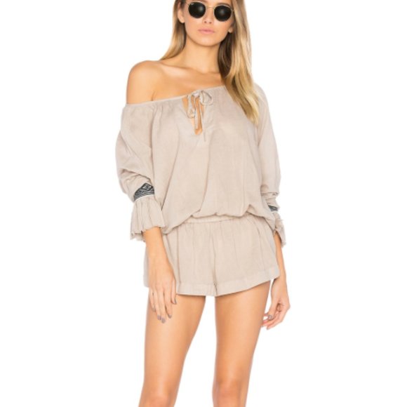 One Teaspoon Pants - NWT One X Teaspoon Rose Hill Muslin Romper Beige